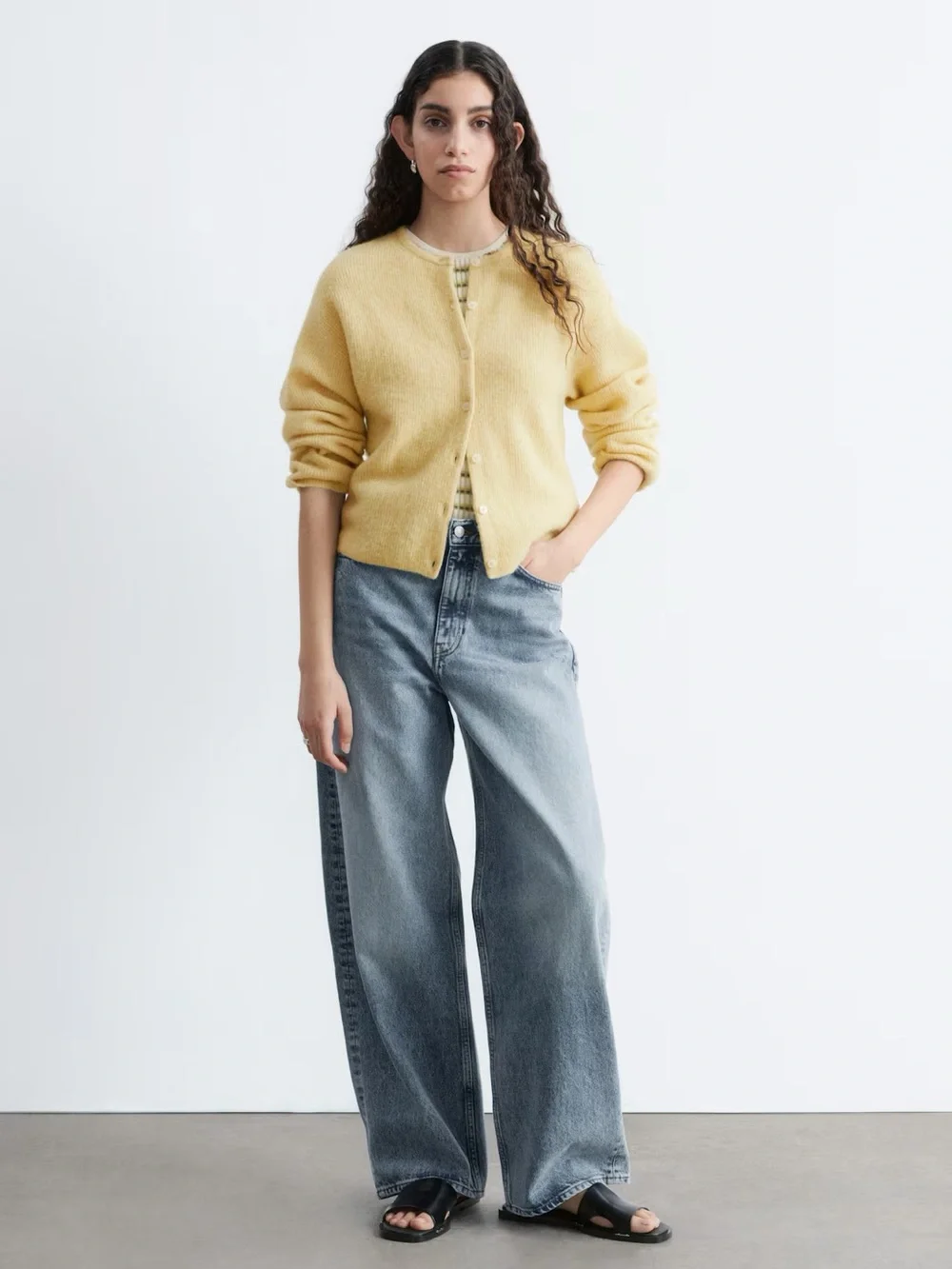 Alpaca Yellow Knit Cardigan - Picture 2 of 4